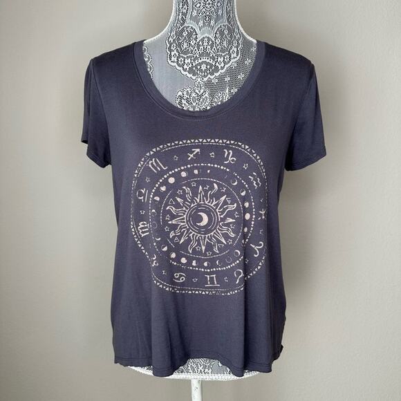 PROJECT SOCIAL T Womens Horoscope Short Sleeve Slub T-Shirt Grey Size Small - Picture 5 of 6